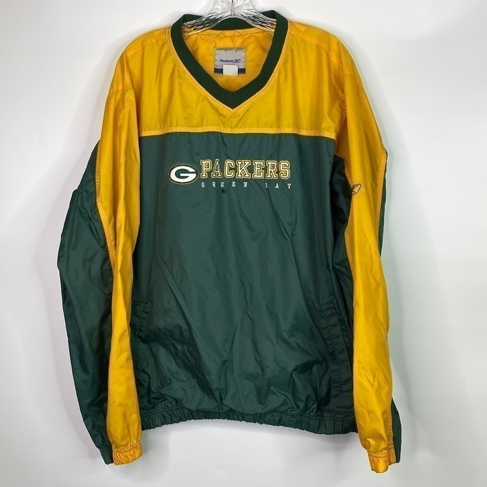 Vintage Reebok Green Bay Packers Pullover Windbreaker Jacket Size XL